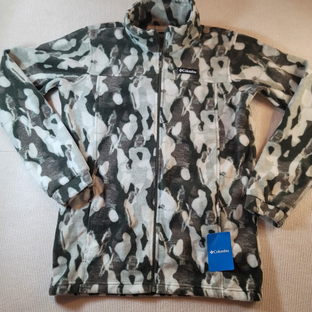 Columbia Youth Boys Full Zip Fleece Jacket Sz 18-20 (XL) Camo Print Warm & Cozy